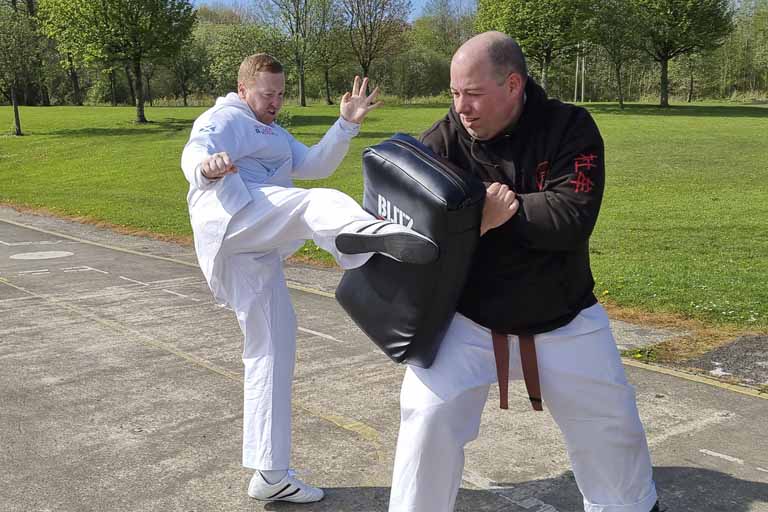 Mawashi Geri Karate Kick on Blitz training pad