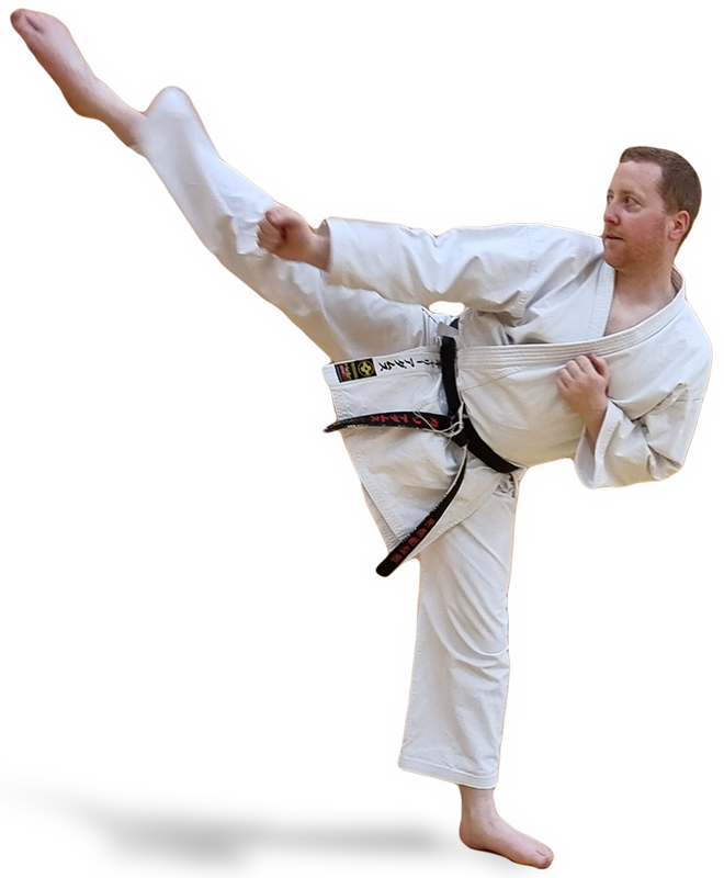 Karate High Kick Mawashi Geri Black Belt